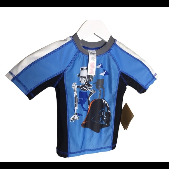 NWT DISNEY STORE Star Wars Darth Vader Print RashGuard Blue Boys Age 3Y - Picture 6 of 8